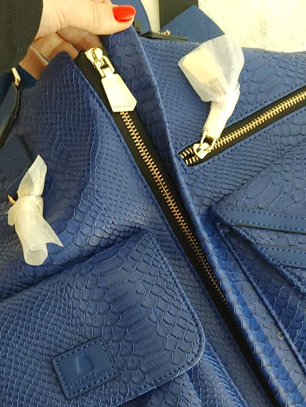 Tote & Carry Royal Blue Embossed Vegan Leather Tactical Vest Size L (1264) - Picture 6 of 16